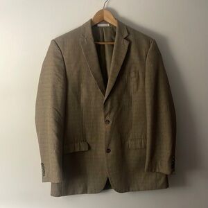 Chaps Brown Houndstooth Patterned Men’s Blazer Polyester Blend 2 Buttons Sz 42L
